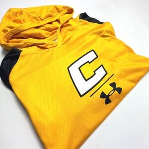 Under Armour Canes Baseball Hoodie Shirt Mens XL Gold Black Short Sleeve